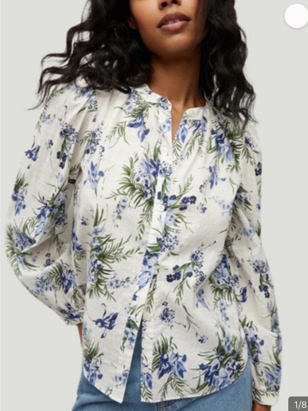 NEW VERONICA BEARD Ashlynn Floral Button Front Blouse Top. 100 % Cotton.  Size 8